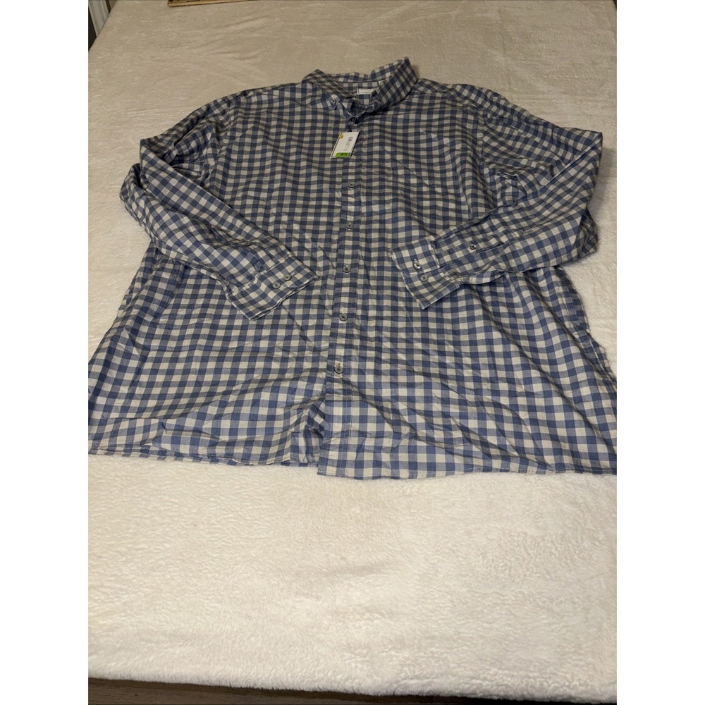 ROWM Tall Man 3XT Blue White Gingham Button Down Shirt NWT Big Tall